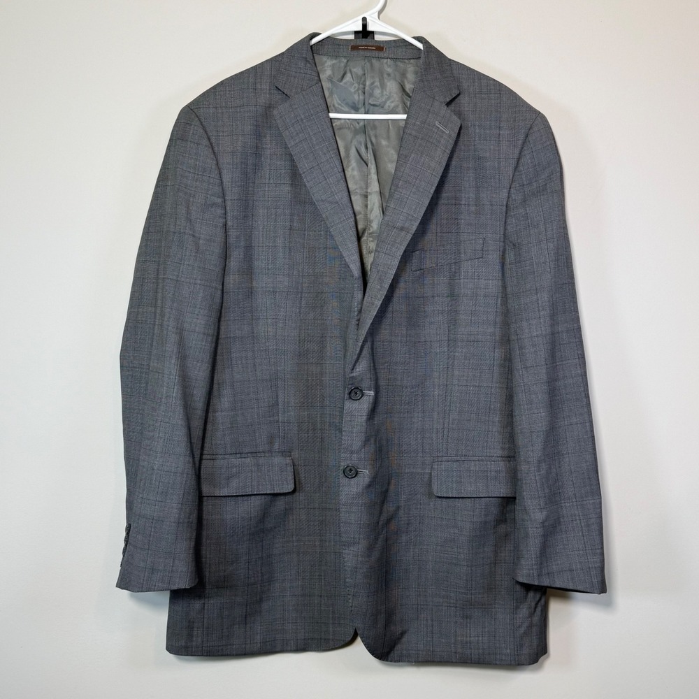 Peter Millar Blazer Mens 46T Grey Wool Glen Plaid Sport Coat Tall Jacket Preppy